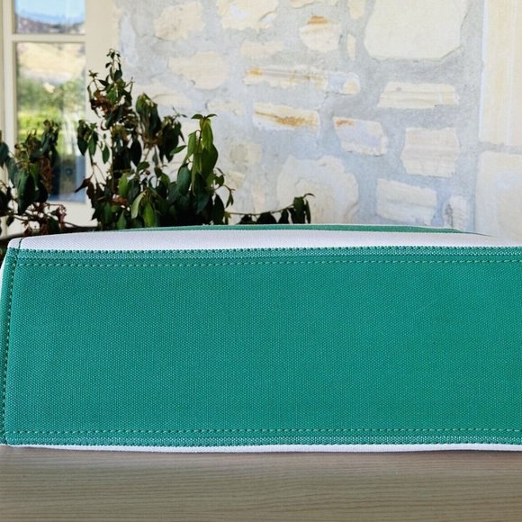 Kate Spade Jett Large Tote Green Bean Time Stripe Embroidered Logo NWT Authentic - Picture 3 of 5